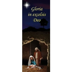 Baner na Boże Narodzenie, "Gloria in Excelsis Deo" granatowy z gwiazdą  180 cm